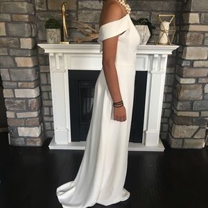 off the shoulder crepe gown dessy collection